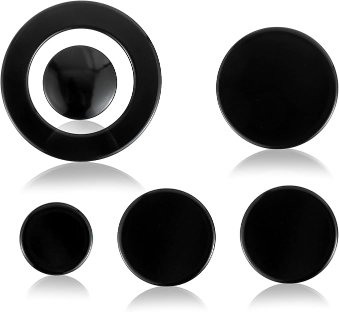 Upgraded Gas Stove Burner Cap Set - 6 Piece Metal Cooker Hat Replacement Kit For SABAF Stoves,Oven Gas Hob Burner Crown Flame Cap Cover, Stove Handles Lid Kit (Flat)