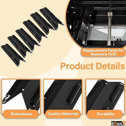 BQMAX Grill Parts for Kenmore 6 Burner Gas Grill 146.23681310, 146.47223610, 146.23766310, Heat Plate & Burner Kit for Kenmore Grill Replacement Parts, Parts for Kenmore 6 Burner Grill 146.23681310