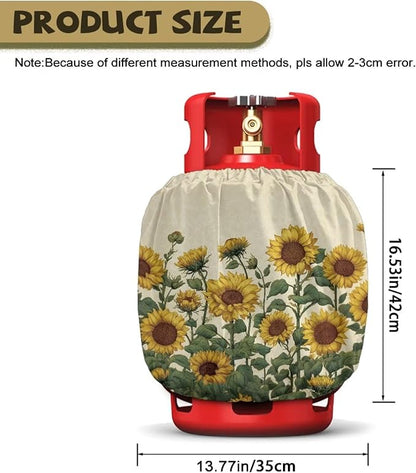 Sunflower Propane Tank Cover 20lb Easy to Install Gas Tank Cylinder Cover for Outdoor Camping Yard Party Waterproof Grill Accessories Gift for Friends