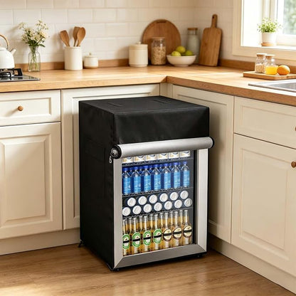Bitubi Beverage Refrigerator Cooler Cover,Outdoor Fridge Cover – Waterproof, Dustproof, Sun-Proof, 21" W x 22" D x 31" H. Suitable for most Beer or Wine Mini Fridge/Drink Fridge (Black)