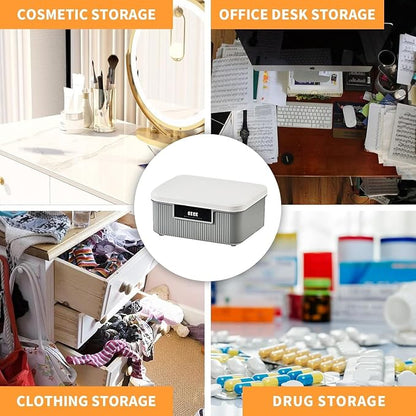 RUIAN Lockable Storage Container Bin, 2.3 Gallon Security Portable Combination Lock Plastic Box, Locked Security Box Suitable for Storing Important Items and Documents (White Gray)