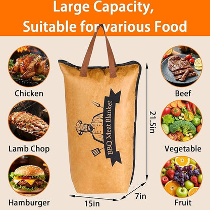 NiceGo BBQ Meat Blanket, Insulated Brisket Resting Bag for Turkey, Pork Shoulder & Beef, 15x21x7 Inch, 5-Layer Insulation, Washable Oxford Cloth (Bag)