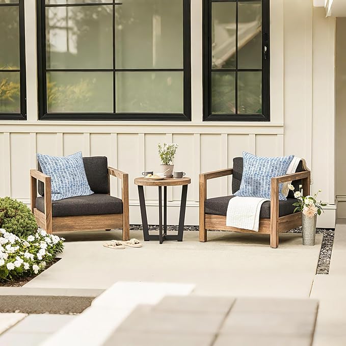 LVTXIII Outdoor Throw Pillows 20x20 Patio Waterproof Square Pillows with Piping Fade Resistant Accent Pillow for Spring Summer Garden Decoration, Set of 2, Pebble Blue