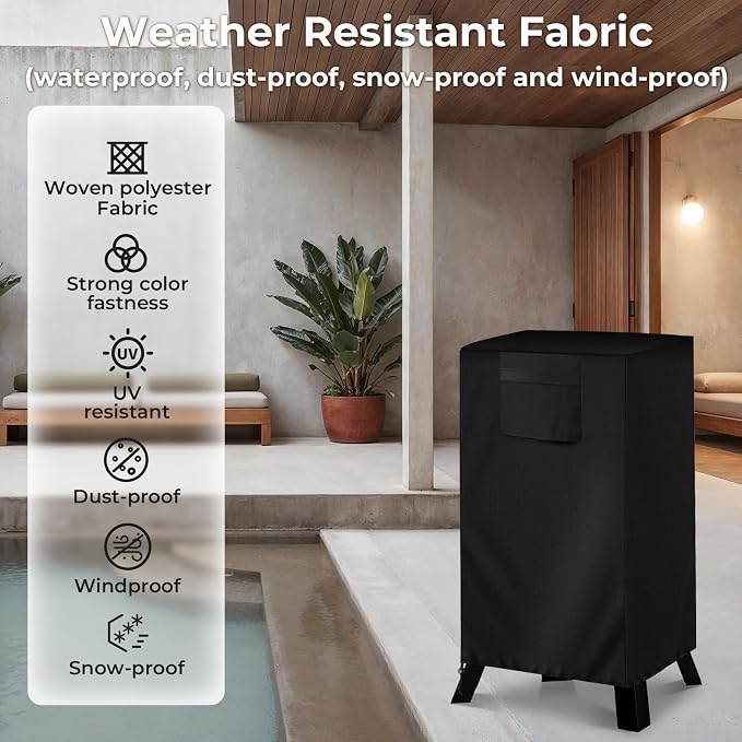 30-inch Vertical Smoker Cover, Compatible with Most of Vertical Smoker (19" Lx20 Wx32 H), Heavy-Duty and Weather-Resistant Oxford Fabric with Adjustable Drawstring