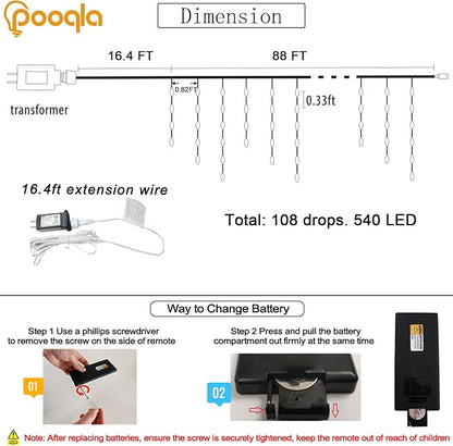 35 Colors Icicle Lights for Outside, 88FT Icicle Christmas Lights | Outdoor Roof Christmas Lights with Remote, Color Changing LED Hanging String Lights for Roof Window Halloween Decorations