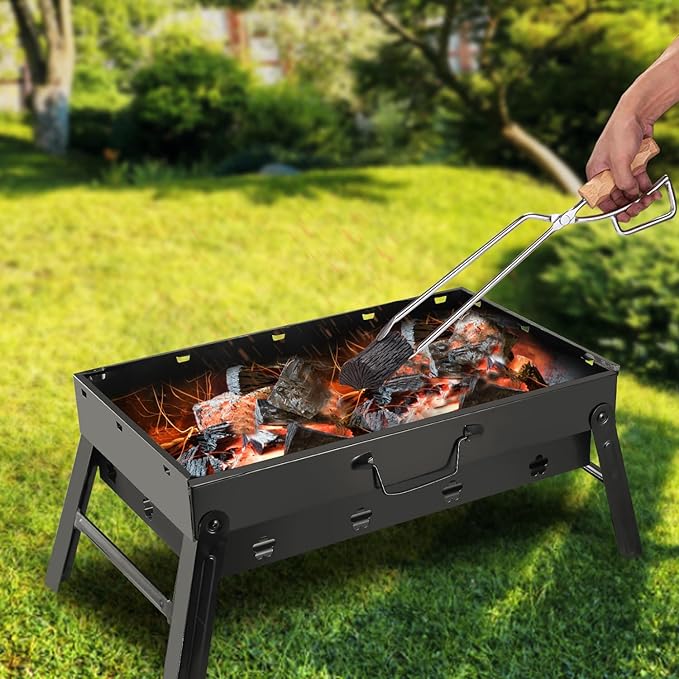 iMounTEK 17" Portable Compact BBQ Grill Foldable Charcoal Barbecue Grill Lightweight Smoker Barbeque Grill for Camping Picnics Backyard Grilling