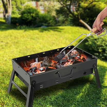 iMounTEK 17" Portable Compact BBQ Grill Foldable Charcoal Barbecue Grill Lightweight Smoker Barbeque Grill for Camping Picnics Backyard Grilling