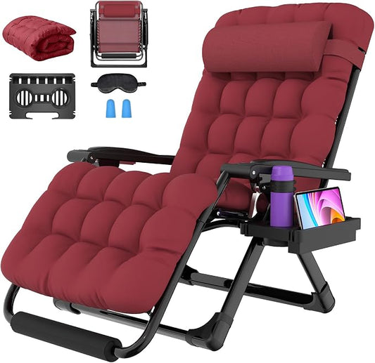 Suteck Oversized Zero Gravity Chair,500LBS 33In XXL Outdoor Recliner Chairs | w/Removable Cushion&Headrest, Camping Lounge Chair w/ Upgraded Lock&Footrest, Reclining Patio Chairs for Indoor Outdoor