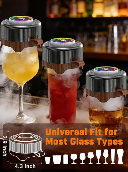 Electric Whiskey Smoker Kit with Adjustable Smoke Control (0–60s), Cocktail Smoker Kit with 6 Wood Chips, No Butane Needed, Old Fashioned Smoker Kit, Bourbon Gifts for Men, Wood Grain