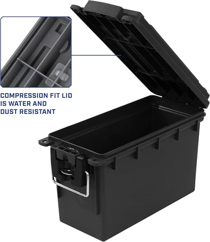 Sheffield Ammo Box Made in USA, Stackable Lockable Ammo Storage Box, Black | 2 Pack Lockable Storage Box, Water and Dust Resistant Dry Box, Secures Hunting Gear, Gun Accessories, Supplies, and Bullets