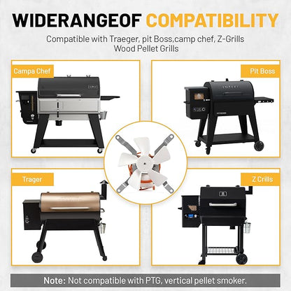 Replacement Induction Fan Kit High Temperature Resistant BBQ Blower, Compatible with Traeger, Pit Boss & Camp Chef Wood Pellet Grill Smokers