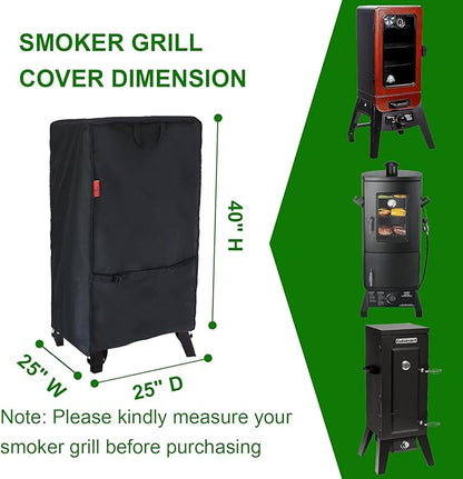 Outdoor Electric Smoker Cover for Masterbuilt 40", Pit Boss 3-Series Gas Vertical Smoker PBV3G1 & PBV3A1 & 10773, PIQUEBAR, Cuisinart 36” Smoker, Broil King 923610 & 923614 Smoker, 25"W x 25"D x 40"H