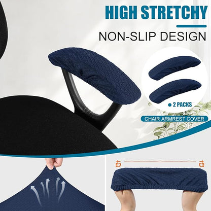 Smiry Office Computer Chair Armrest Covers, 2PCs Anti-dust Arm Rest Pad | Removable Washable Desk Chair Arm Pad Covers, Navy