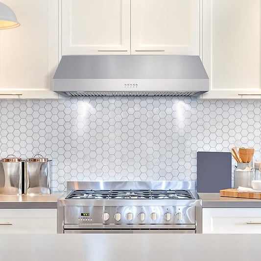 COSMO UC36 36 in. Haven Collection 380 CFM Ducted Under Cabinet Range Hood, LED Lights, Button Controls, Stainless Steel