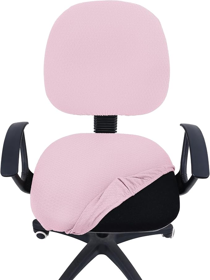 Smiry Office Computer Chair Covers for Desk Rotating Chair Protector | Stretch Jacquard Removable Washable Universal Slipcovers, Seat + Backrest Cover, Pink