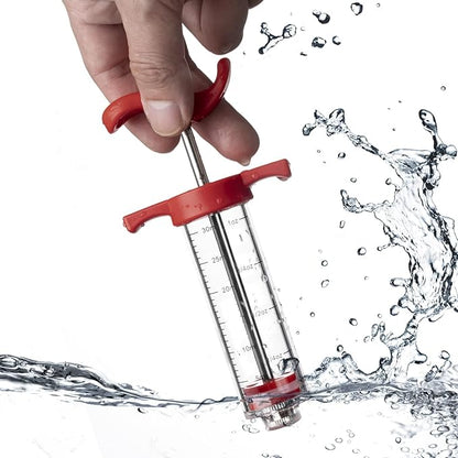 JY COOKMENT Meat Injector Syringe, 1-oz Marinade Flavor Injector with 2 Professional Needles,1 Cleaning Brushes