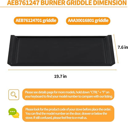 Atgestore AEB76124701 Center Griddle Replacement for LG stove Parts AAA30016801 Cast Iron Griddle Plate LG Gas Range Parts LSGL5833F LRGL5823S Gas Stove Cooktop Burner Griddle Assembly Flat Top Pan