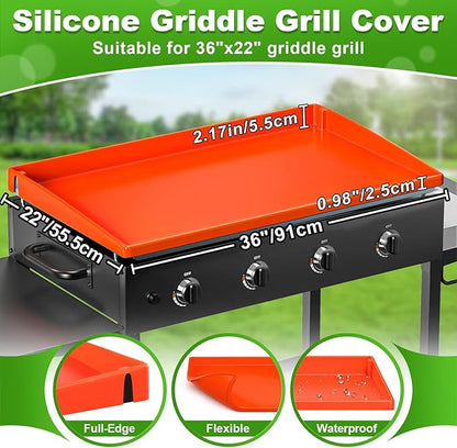 LOPNUR Full-Edge Silicone Grill Cover 36 Inch for Blackstone Griddle, Upgraded Heavy Duty Food Grade Silicone Mat for Blackstone Griddle Accessories, Protects Outdoor Grill from Dust and Rust Yearly