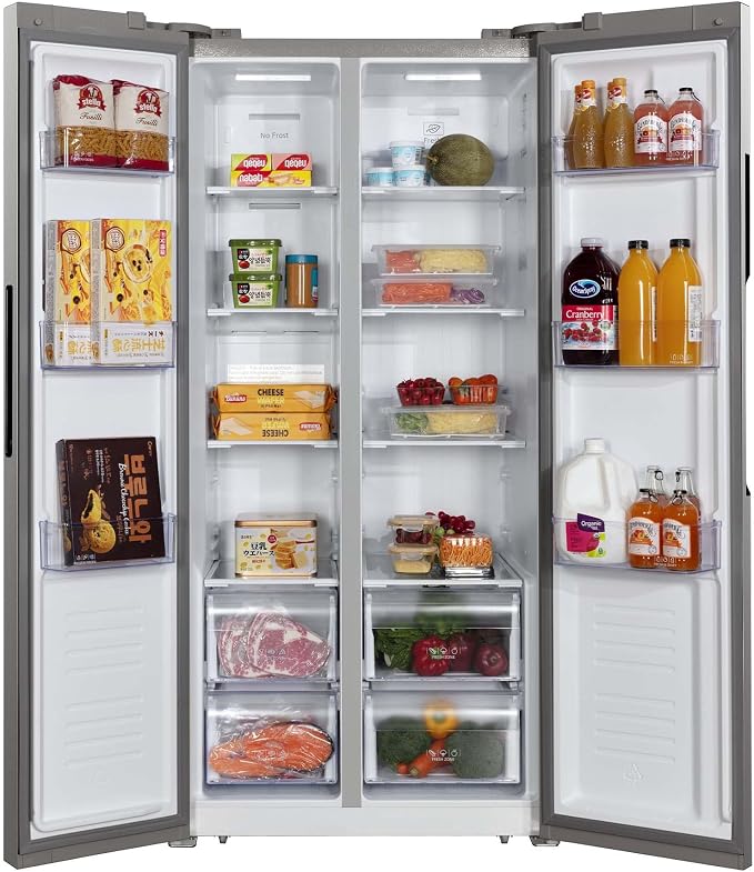 Hamilton Beach HBF1558 15.6 cu ft Counter Depth Full Size Refrigerator, Side Doors, Stainless