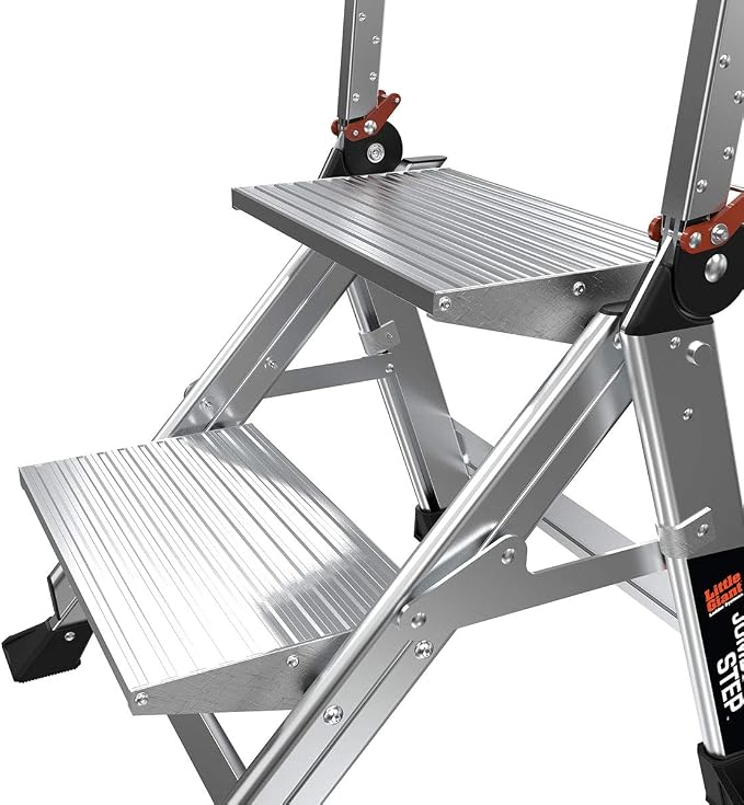 Little Giant Ladders, Jumbo Step, 2-Step, 2 foot, Step Stool, Aluminum, Type 1AA, 375 lbs weight rating, (11902), Silver