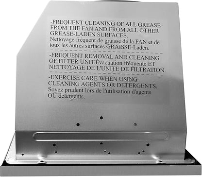 COSMO COS-36IRHP 36 in. Lumin Collection 380 CFM Ducted Insert Range Hood, Button Controls, LED Lights, Stainless Steel