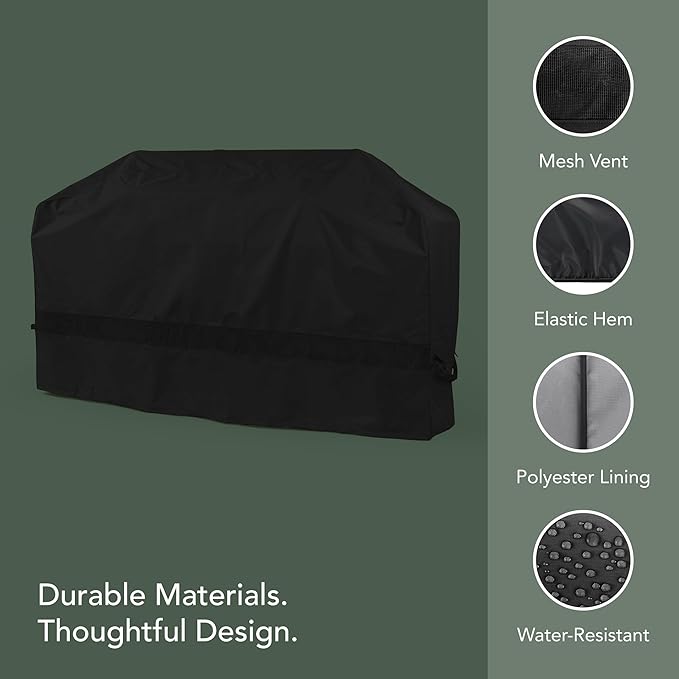 Covermates Classic Island Grill Cover - All-Weather Heavy Duty Outdoor BBQ Cover with Mesh Vents, Water-Resistant 12-Gauge Vinyl Protection for Large Island Grills, 110 Inch, Black