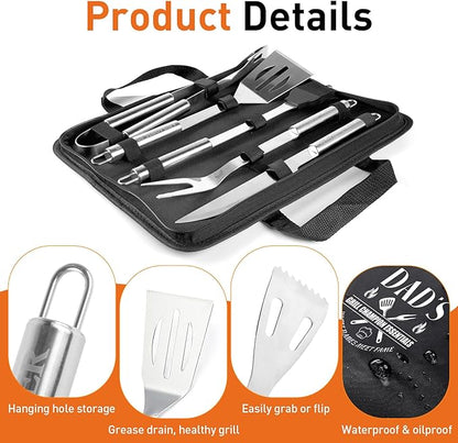 Engraved Grilling Gifts for Men, Grilling Accessories for Dad, Grill Gifts for Men Who Have Everything, Stainless Steel Grill Utensils Set, Gifts for Father's Day for Husband from Daughter Son Wife