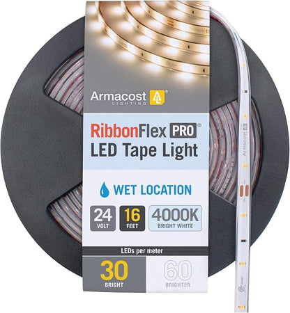 Armacost Lighting RibbonFlex Pro Bright White (4000K), 30LEDs/M, 5M, 24V Outdoor Tape Light 154430