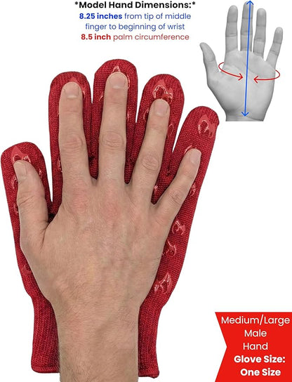Grill Armor Oven Gloves with Fingers – 932°F Heat, Fire & Cut Resistant Mitts for BBQ, Grill, Cooking, Grilling, Baking, Smoker & Fire Pit
