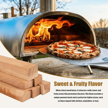 Pizza Oven Wood 19 Lbs Kiln-Dried Cherry Wood 8 Inch Mini Barkless Cooking Logs for Pizza Ovens, Grills & Smokers, Fits Ooni, Gozney, Solo Stove, for Camping, Fire Pits & Bonfires