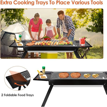 Portable BBQ Griddle, Foldable Kabob Barbecue for Outdoor Hibachi BBQ Lamb Skewer Camping Barbecue Grill in Garden Backyard Party Picnic Travel