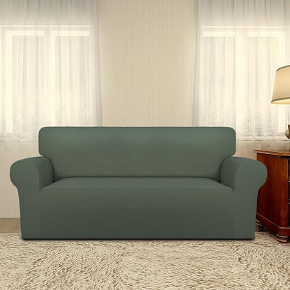 PureFit Oversized Loveseat Covers Couch Covers for Sofa Grayish Green