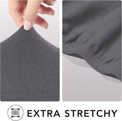 PureFit Stretch Oversized Couch Covers Fleece Sofa Slipcovers Gray | 1-Piece Sofa Cover Washable Soft Couch Protector, Couch Slipcover with Non Skid Foam and Elastic Bottom for Kids, Dogs