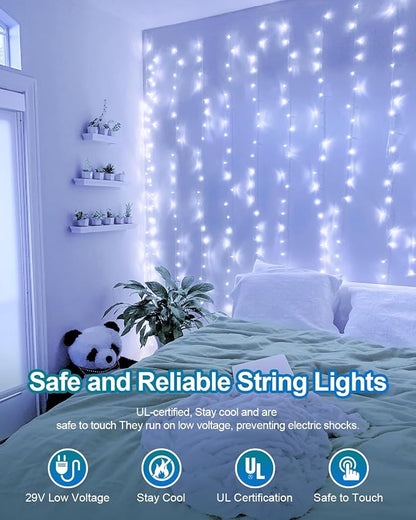 380LED 125FT Cool White Christmas Lights, Extra Long Outdoor String Lights Waterproof, Timer & Memory, 8 Modes Dimmable Plug in Fairy for Classroom Decor Outside Tree Wedding Patry