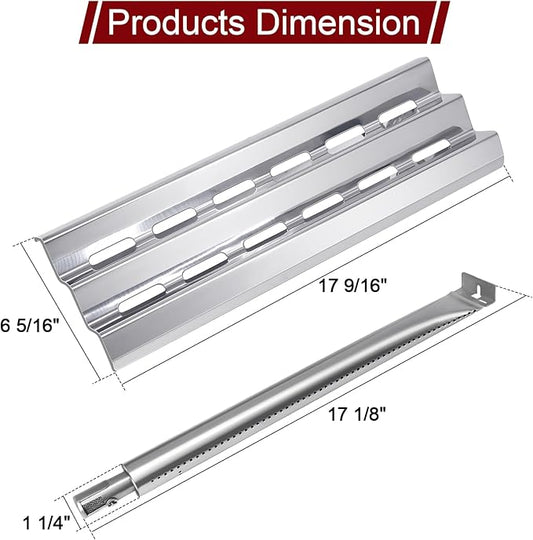 Hiorucet Grill Replacement Parts for Broil King 9561-54, 9562-14, 9563-14, 9565-54, 9571-44, 9576-44R, 9577-44, 9578-44, 9582-44, 9583-44, 9585-44, Heat Plates and Burners for Broil King Regal 490