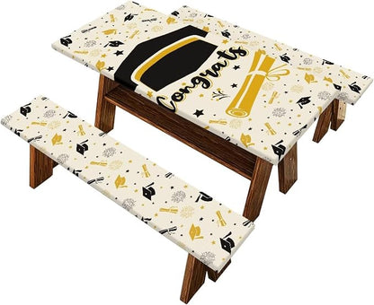 3 PCS Graduation Tablecloth Rectangle Class of 2025 Table Cover for Graduation Table Decorations Party Decor Supplies Favors