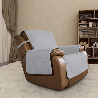 Easy-Going Oversized Recliner Cover Reversible Couch Cover Sofa Cover for Living Room Water Resistant Furniture Protector with Elastic Straps for Pets Dog (Oversized Recliner, Light Gray/Ivory) | Machine Washable Slipcover For Dogs, Water Resistant Fur...