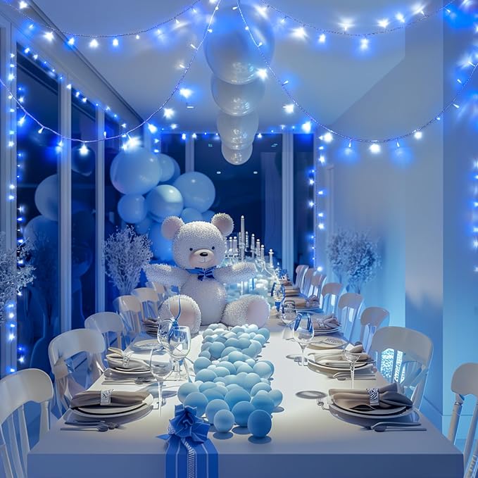 JMEXSUSS 400 LED Blue and White Christmas Lights Indoor Outdoor with Remore | 132 ft String Lights Plug in, Christmas Tree Lights for Bedroom Party Outside Patio Tree Holiday Xmas Decor,8 Modes
