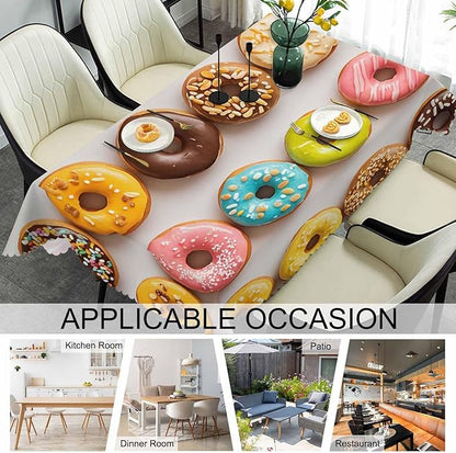Decorative Rectangle Tablecloth 52"X70" Donuts, Colorful Glazed Donuts Wrinkle Free Table Cover Picnic Table Cloths for Parties Weddings Kitchen Dinner Tablecloth