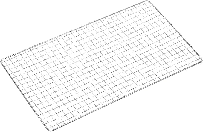 HARFINGTON Square BBQ Grill Net 15.4"x9.4" Stainless Steel Cross Wire Barbecue Mesh Mat for Baking Smoking Charcoal Grilling Roasting