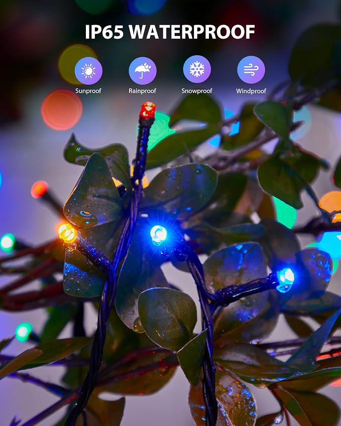 Brightown 2 Pack Solar String Lights Outdoor, Each 46Ft 120 LED Solar String Lights for Outside with 8 Modes, IP65 Waterproof Solar Outdoor Lights for Patio Garden Christmas Decorations, Multicolor