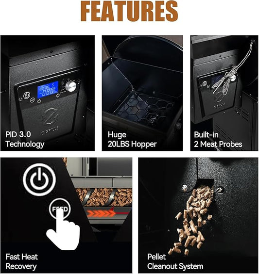 Z GRILLS 2025 Electric Pellet Grill & Smoker, 700 sq in Cooking Area, Dual-Wall Insulation, PID V2.1 Controller, Meat Probes, Easy Hopper Clean-out, Includes Grill Cover, 8 in 1 Outdoor BBQ, 700D6