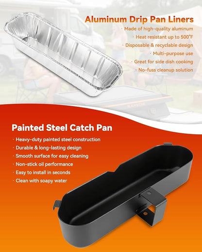BBQ Future Grease Cup with 10 Pack Aluminum Foil Liners for Blackstone 22 Inch Electric Griddle, Grease Catcher Drip Pan Tray Replacement for 17" & 22" Electric Griddle Models 8001, 8003, 8000, 8005