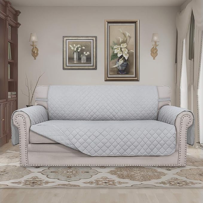 Easy-Going Sofa Slipcover Reversible Loveseat Sofa Cover Couch Cover for 2 Cushion Couch Furniture Protector with Elastic Straps for Pets Kids Dog Cat (Oversized Loveseat, Light Gray/Light Gray) | Oversized Loveseat Slipcover For Dogs, Water Resistant ...