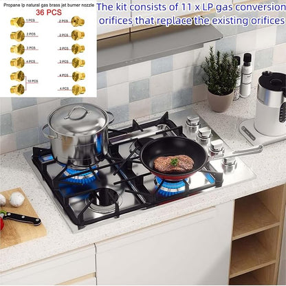 36 Pcs Propane Orifice Kit,Propane Lp Natural Gas Brass Jet Burner Nozzle Replacement Parts M6x0.75 mm Gas Spray Tip 0.3/0.4/0/7/0.8/0.9/1.0/1.1/1.2/1.5/1.7/1.9mm