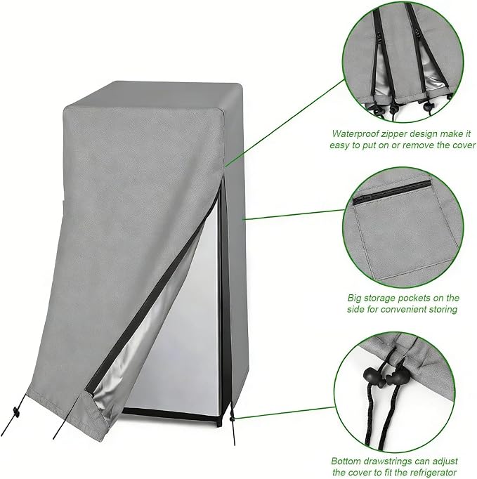 Mini Refrigerator Cover for Most 3.0 Cu Ft Compact Beverage Freezer-Grey | 23x23x34,Waterproof Dustproof Heavy Duty Oxford Fabric,for Most 23 Inch 3.0 Cubic Feet Small Wine Cooler for Outside