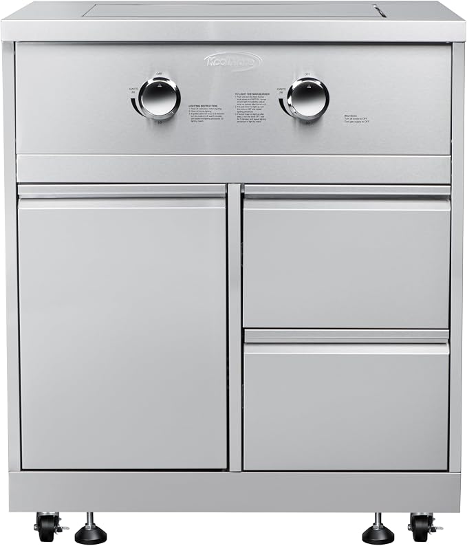 KoolMore 32 in. Outdoor Kitchen Liquid Propane Side Burner with Bottom Cabinet in Stainless-Steel (KM-OKS-SBC)