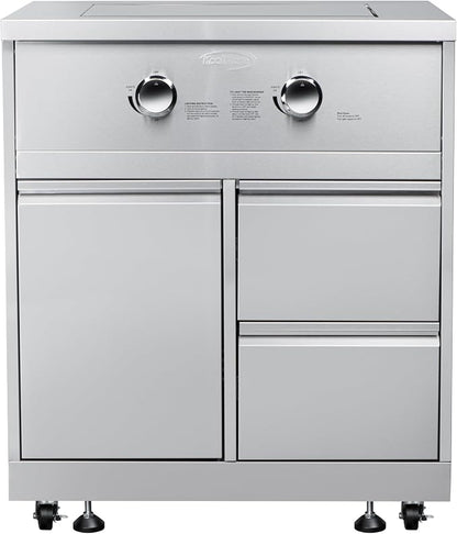 KoolMore 32 in. Outdoor Kitchen Liquid Propane Side Burner with Bottom Cabinet in Stainless-Steel (KM-OKS-SBC)
