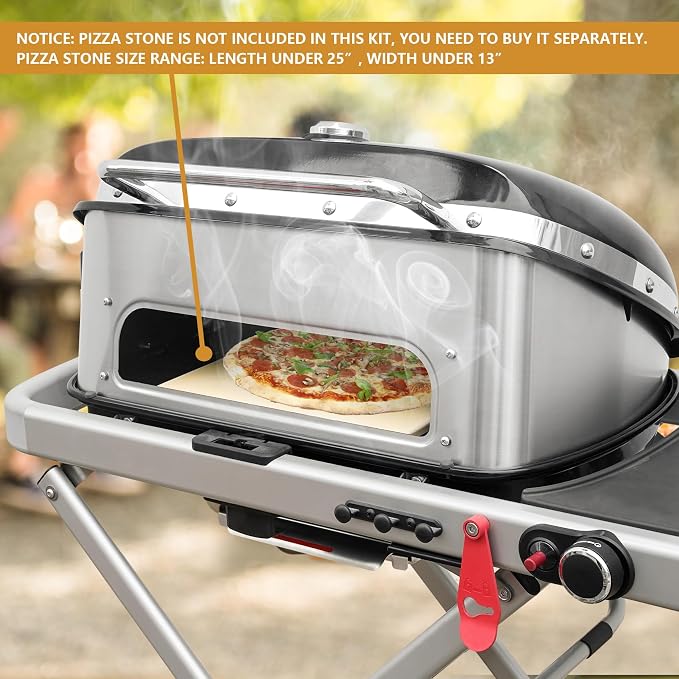 onlyfire Multi-Purpose Stainless Steel Rotisserie Ring and Pizza Combo Kit | Fits for Weber Traveler Portable Gas Grill, Turns Your Grill Into A Simple Pizza Oven
