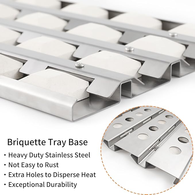 S23218-32Y Briquette Tray for Delta Heat 32 Inch Grill Replacement Parts for Delta Heat DHBQ32 DHBQ32G DHBQ32R/S DHBQ32R DHBQ32RS Ceramic Briquettes Tray with 20 Ceramic Briquettes